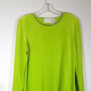 Green Liz Claiborne Women's Velour Shirt Long Sleeve 90s Size Large